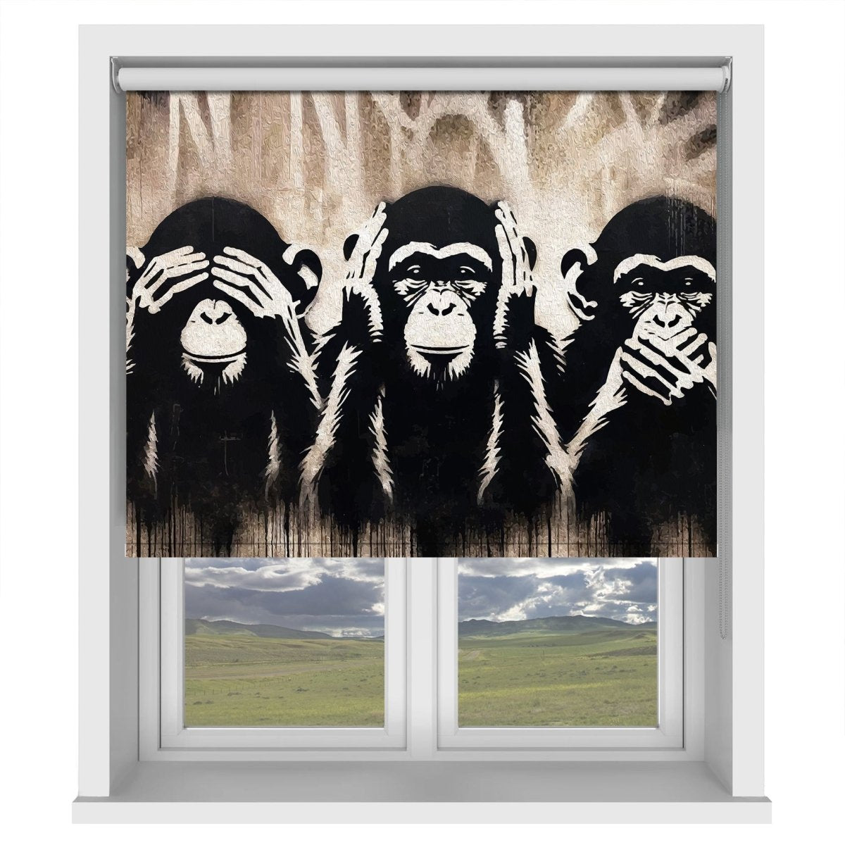 Three Wise Monkeys Printed Picture Photo Roller Blind - 1X2720572 - Art Fever - Art Fever