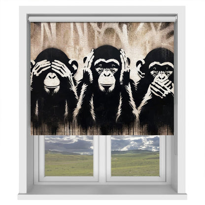 Three Wise Monkeys Printed Picture Photo Roller Blind - 1X2720572 - Art Fever - Art Fever