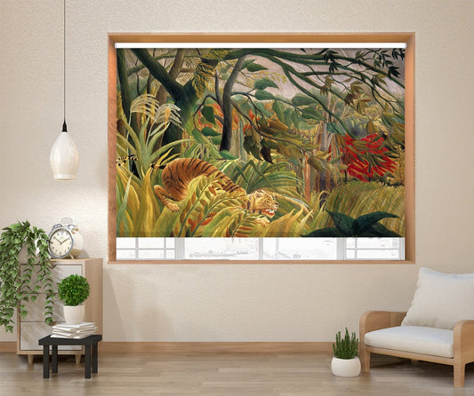 Tiger in a Tropical Storm - Surprised! by Henri Rousseau Printed Picture Photo Roller Blind - RB1303 - Art Fever - Art Fever