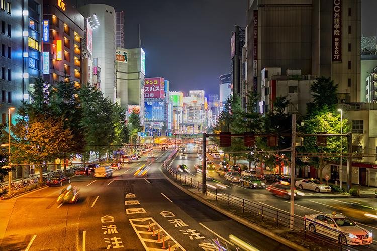 Tokyo Traffic at Night Printed Picture Photo Roller Blind - Art Fever - Art Fever