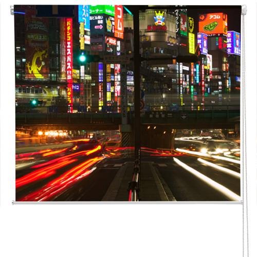 Tokyo Traffic at Night Printed Picture Photo Roller Blind - RB85 - Art Fever - Art Fever