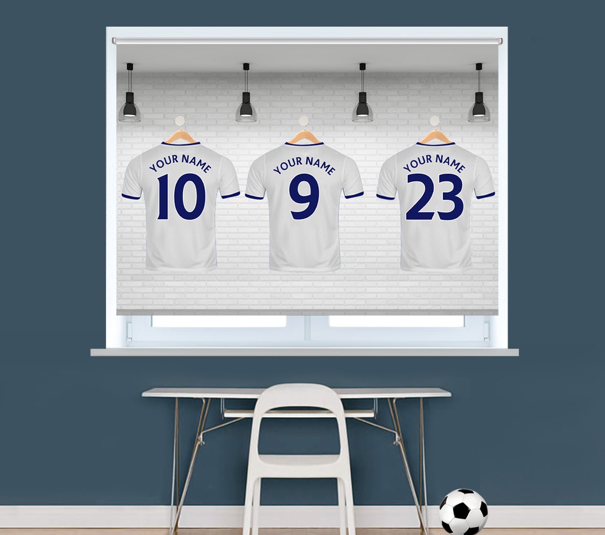 Tottenham White Your Name Personalised Football Kit Printed Picture Photo Roller Blind - RB1298 - Art Fever - Art Fever