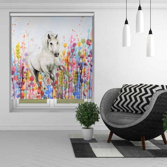Toujours Sauvage Horse In Flowers Printed Picture Photo Roller Blind - 1X2564365 - Pictufy - Art Fever