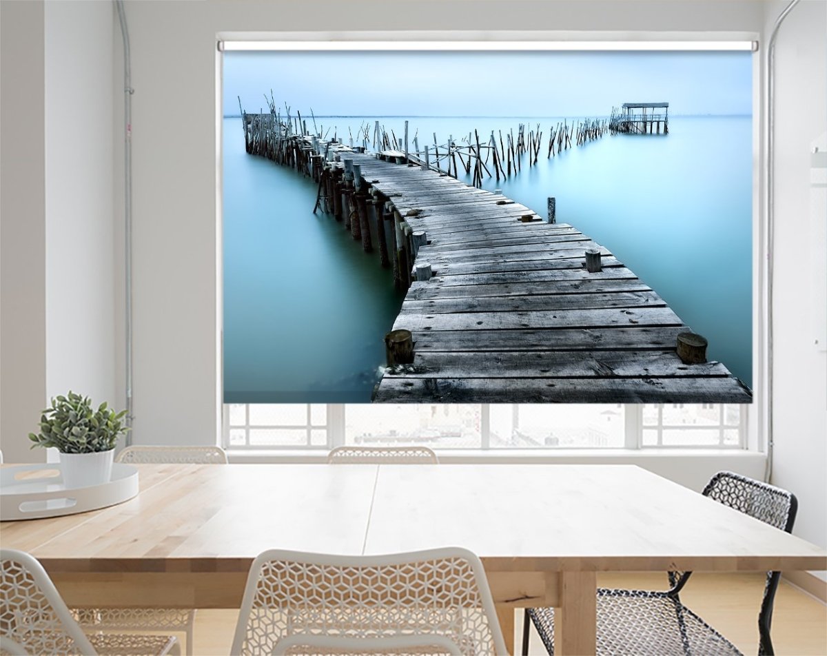Tranquil Lake Wooden Jetty Printed Picture Photo Roller Blind- 1X314418 - Art Fever - Art Fever