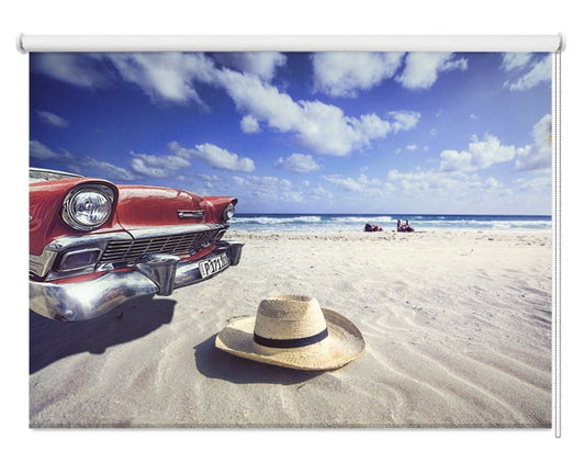 Tropical Beach Car Scene Printed Picture Photo Roller Blind- 1X1247963 - Art Fever - Art Fever