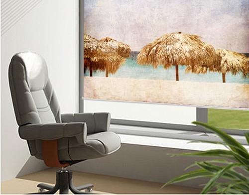 Tropical beach picture Grunge Effect Printed Picture Photo Roller Blind - RB178 - Art Fever - Art Fever