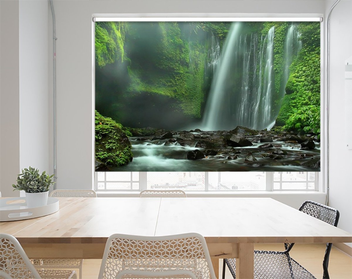 Tropical Jungle Waterfall Printed Picture Photo Roller Blind- 1X47368 - Art Fever - Art Fever