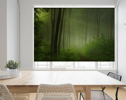 Tropical Misty Green Forest Printed Picture Photo Roller Blind - 1X51959 - Art Fever - Art Fever