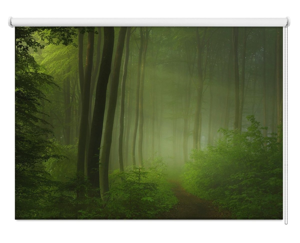 Tropical Misty Green Forest Printed Picture Photo Roller Blind - 1X51959 - Art Fever - Art Fever