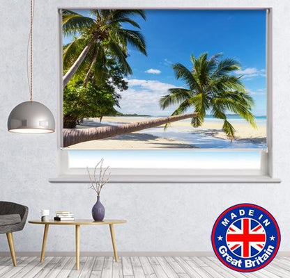 Tropical Palm Trees on the Beach Printed Picture Photo Roller Blind - RB636 - Art Fever - Art Fever