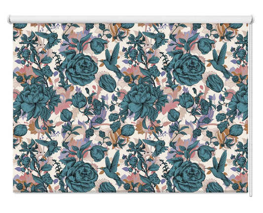 Tropical Pattern With Decorative Flowers And Leaves Printed Photo Roller Blind - RB1212 - Art Fever - Art Fever