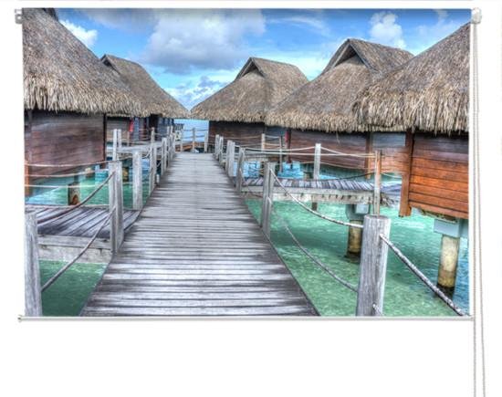 Tropical Sea Huts Printed Photo Picture Roller Blind - RB332 - Art Fever - Art Fever