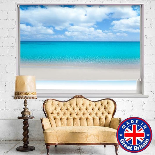 Turquoise Sea Beach Scene Printed Picture Photo Roller Blind - RB638 - Art Fever - Art Fever