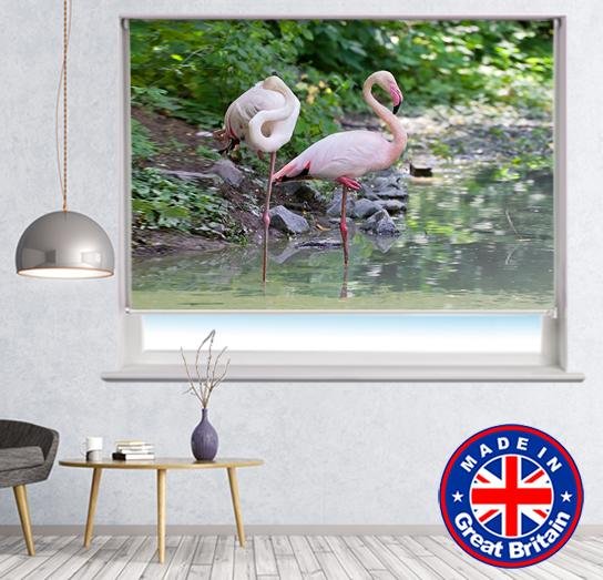 Two Flamingos in the Water Printed Picture Photo Roller Blind - Art Fever - Art Fever