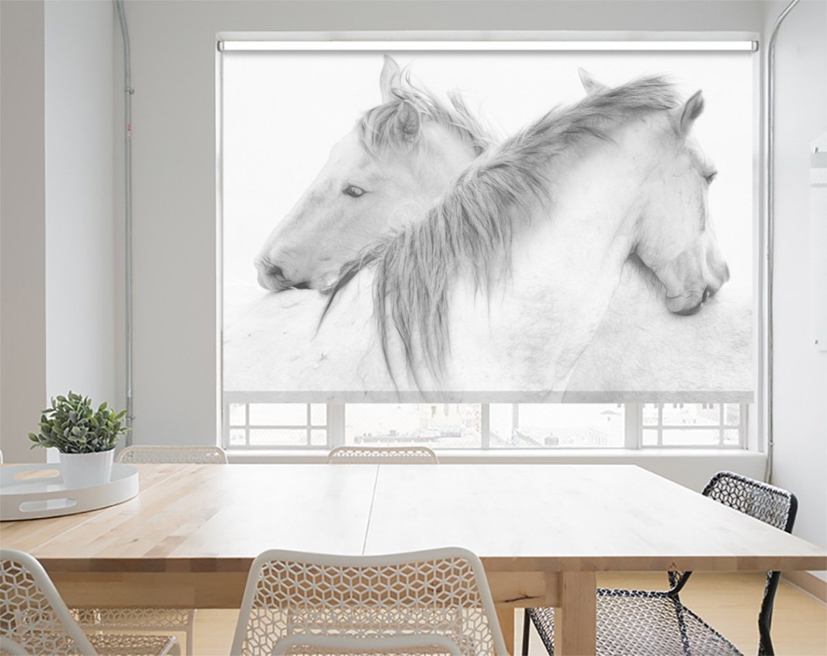 Two Horses Embrace Printed Picture Photo Roller Blind - 1X1149500 - Art Fever - Art Fever