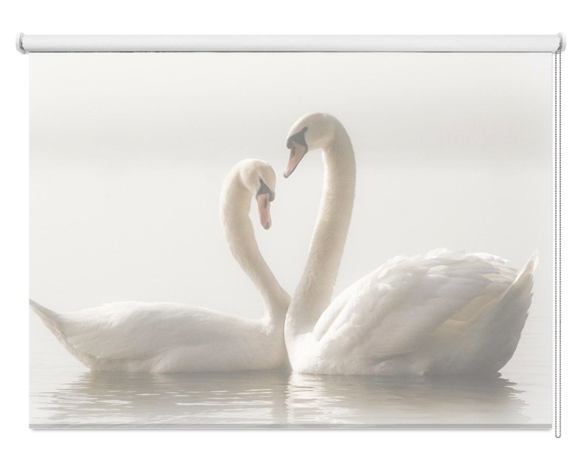 Two Swans Printed Picture Photo Roller Blind - 1X669942 - Art Fever - Art Fever