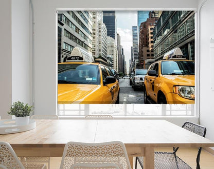 Two Yellow Taxi Cabs NYC Printed Picture Photo Roller Blind - RB684 - Art Fever - Art Fever