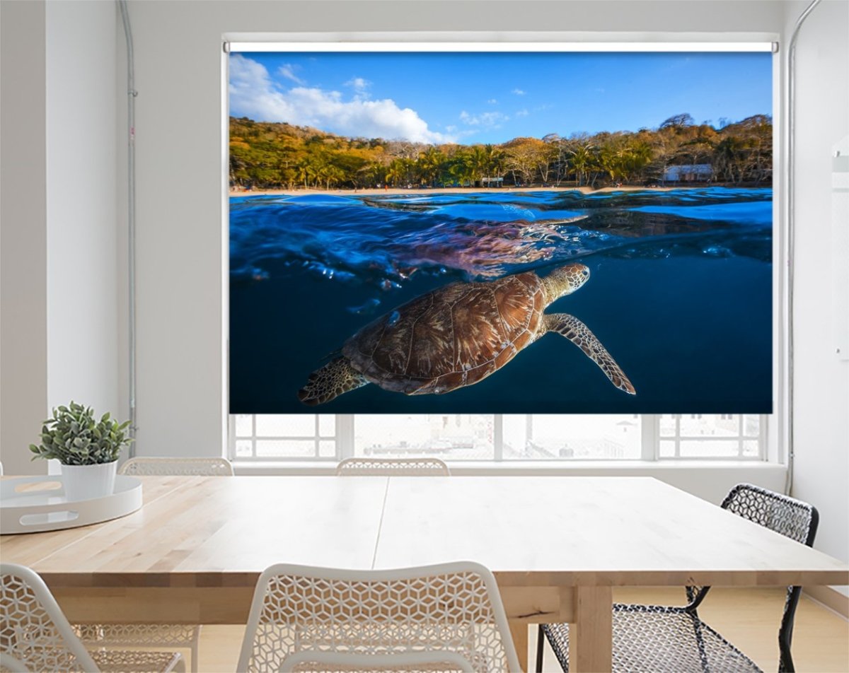 Underwater Sea Turtle Printed Picture Photo Roller Blind - 1X55707 - Art Fever - Art Fever