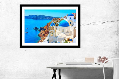 View Of Oia Town In Santorini, Greece Framed Mounted Print Picture - FP62 - Art Fever - Art Fever