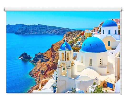 View Of Oia Town In Santorini, Greece Printed Picture Photo Roller Blind - RB1090 - Art Fever - Art Fever