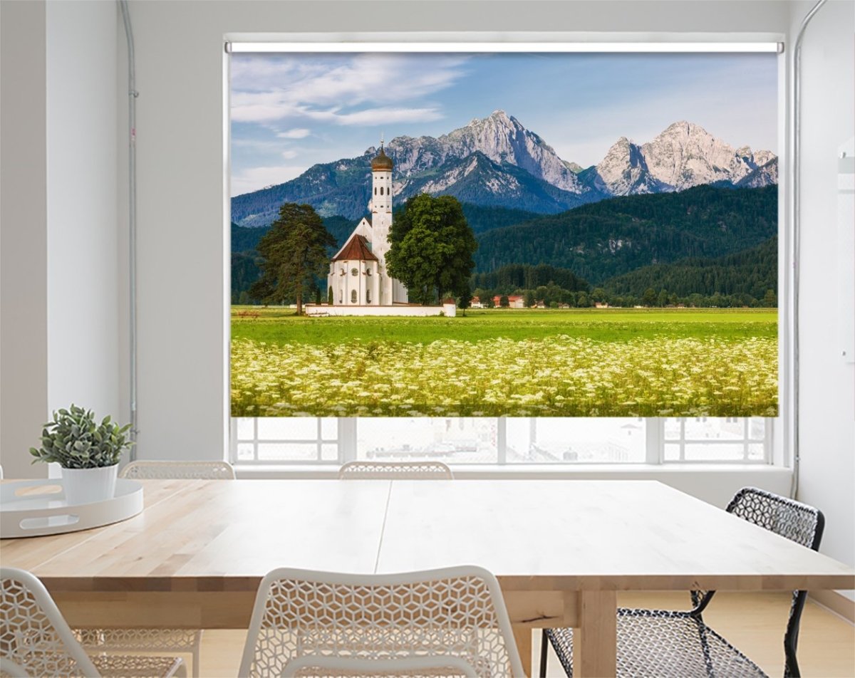 View Of St. Coloman Church, Schwangau, Bavaria, Germany Printed Picture Photo Roller Blind - RB1003 - Art Fever - Art Fever