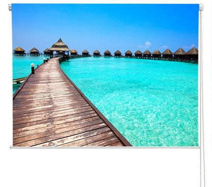 Villas in the Tropical Maldives Printed Picture Photo Roller Blind - RB278 - Art Fever - Art Fever