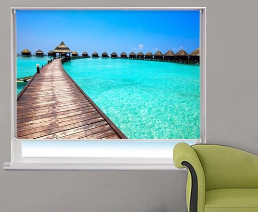 Villas in the Tropical Maldives Printed Picture Photo Roller Blind - RB278 - Art Fever - Art Fever