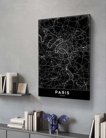 Vintage Map of Paris Monochrome Canvas Print Wall Art Picture - 1X2375902 - Art Fever - Art Fever