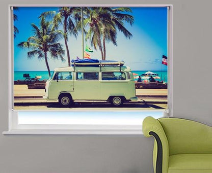 VW Campervan Tropical Beach Printed Photo Picture Roller Blind - RB313 - Art Fever - Art Fever