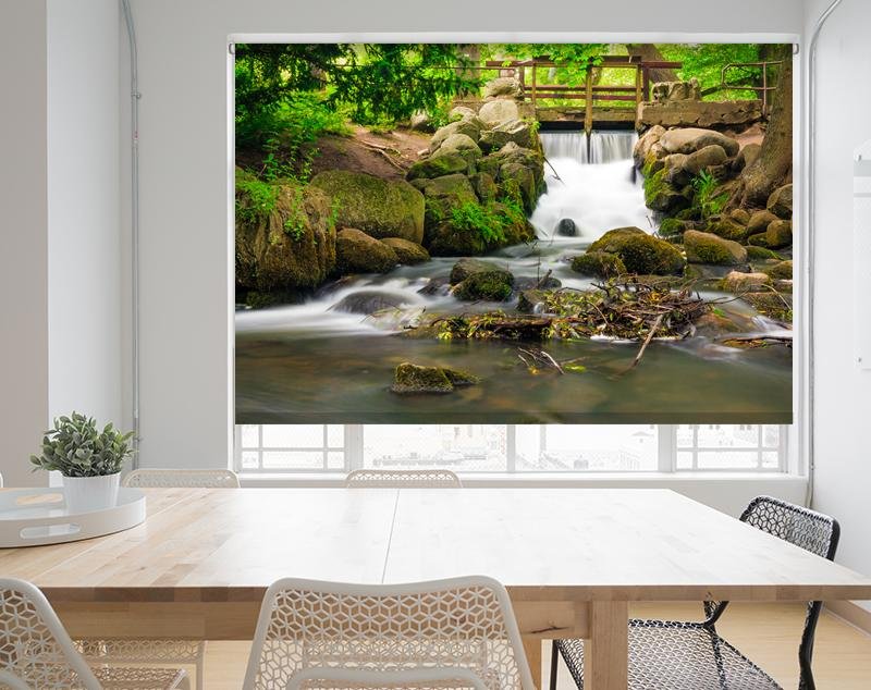 Waterfall and stream through the woods Printed Picture Photo Roller Blind - RB704 - Art Fever - Art Fever