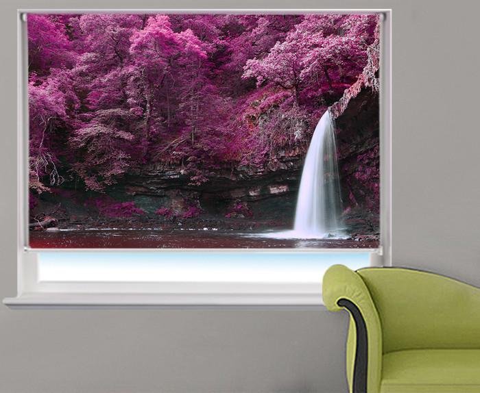 Waterfall in the Purple Landscape Printed Picture Photo Roller Blind - RB430 - Art Fever - Art Fever