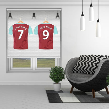 West Ham Claret & Sky Blue Your Name Personalised Football Kit Printed Picture Photo Roller Blind - RB1297 - Art Fever - Art Fever