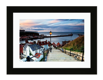 Whitby Steps At Sunset Framed Mounted Print Picture - FP41 - Art Fever - Art Fever