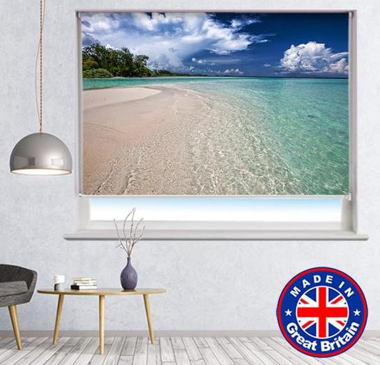 White Sand Beach Island Printed Picture Photo Roller Blind - RB564 - Art Fever - Art Fever