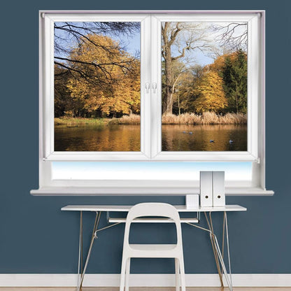 White Window Lake & Tree Scene Printed Picture Photo Roller Blind - RB978 - Art Fever - Art Fever