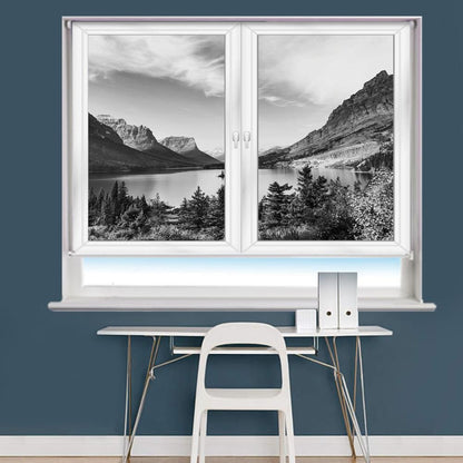 White Window Mountain Scene Printed Picture Photo Roller Blind - RB979 - Art Fever - Art Fever