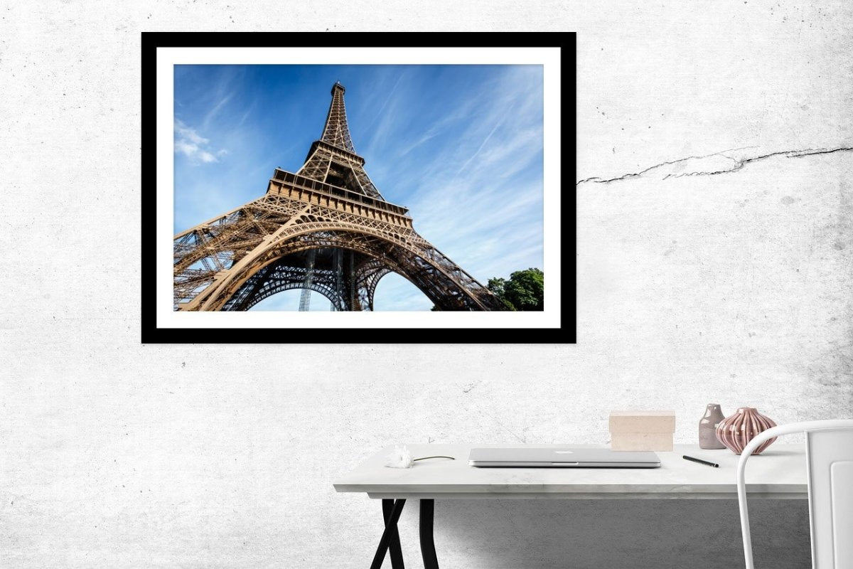Wide View Of Eiffel Tower From The Ground, Paris Framed Mounted Print Picture - FP74 - Art Fever - Art Fever