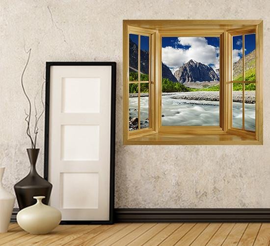 WIM122 - window frame wall sticker view of the Altai Mountains in Russia - Art Fever - Art Fever