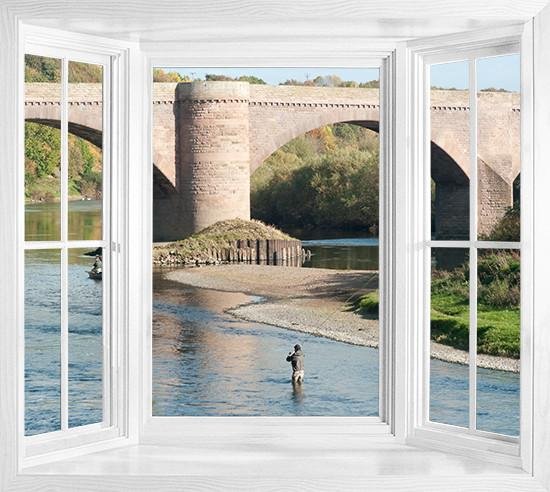 wim124 - window frame wall sticker view fishing in berwickshire, Scotland - Art Fever - Art Fever