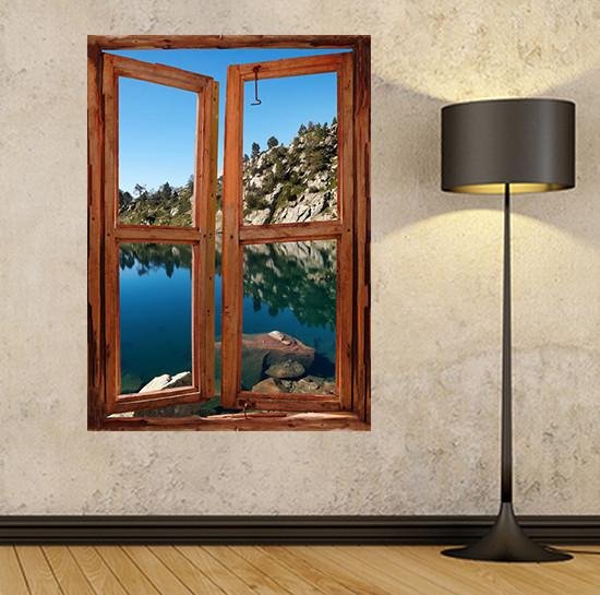 wim135 - window frame mural view Mountain Lake - Art Fever - Art Fever