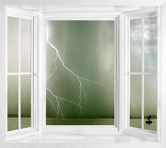 WIM138 - Amazing storm over a lake window frame wall mural - Art Fever - Art Fever