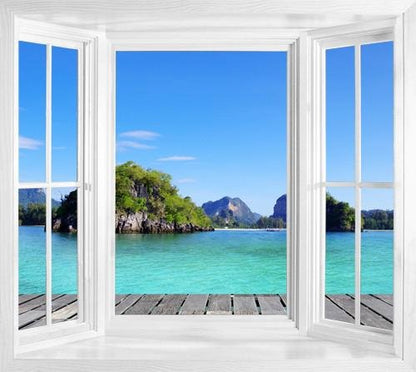 WIM151 - Window frame wall mural view of an island in the tropical thailand - Art Fever - Art Fever