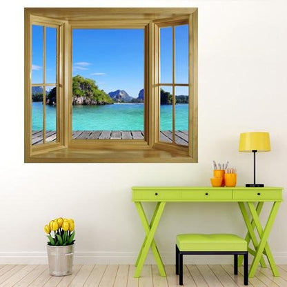 WIM151 - Window frame wall mural view of an island in the tropical thailand - Art Fever - Art Fever