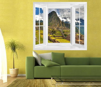 WIM16 - view of Machu Picchu - window frame wall mural - Art Fever - Art Fever