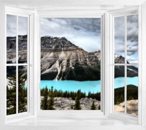 WIM181 - peyto lake in canada window frame wall mural - Art Fever - Art Fever