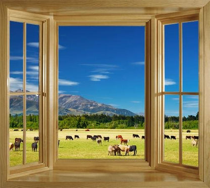WIM184 - New Zealand Landscape with farmland window frame wall sticker - Art Fever - Art Fever
