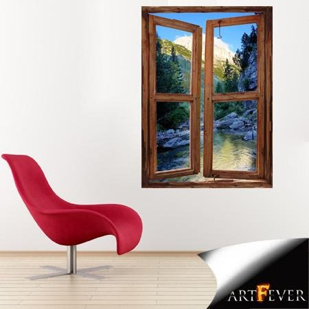 wim215 - window frame mural view Majetic Mountains And river - Art Fever - Art Fever