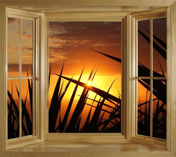 WIM260 - Window Mural view of the Sunset Beach - Art Fever - Art Fever