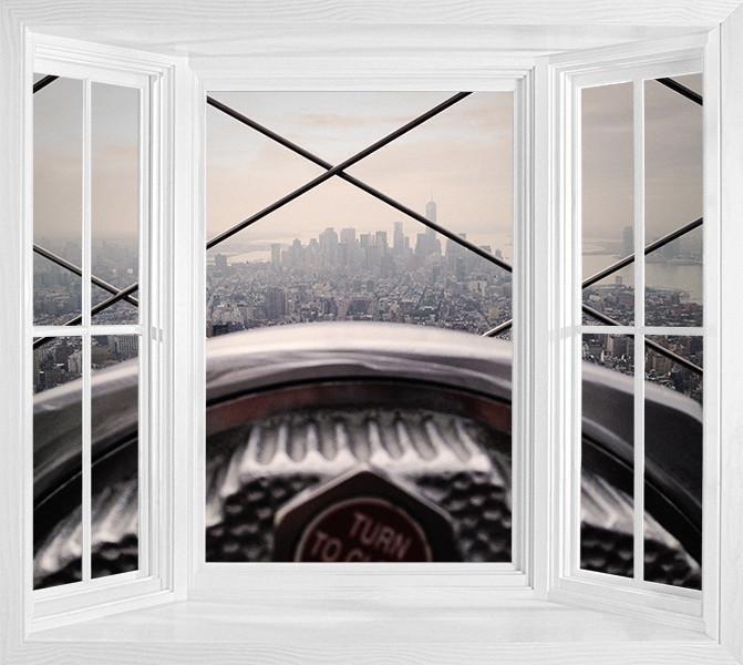 WIM265 - View out to New York Window Frame Mural - Art Fever - Art Fever