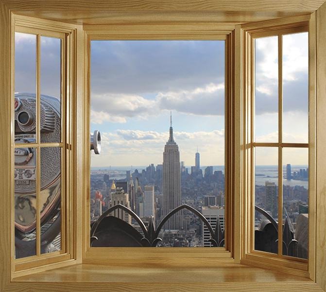 WIM270 - View of the Empire state building Window Frame Mural - Art Fever - Art Fever